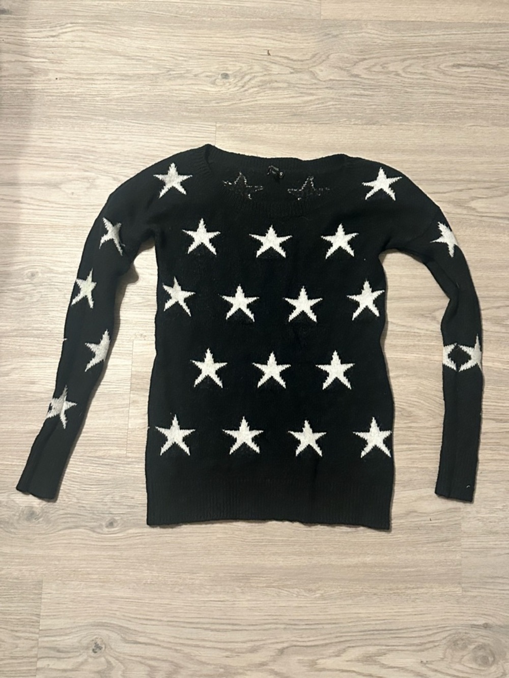 Express Black Crewneck Sweater with White Star Print